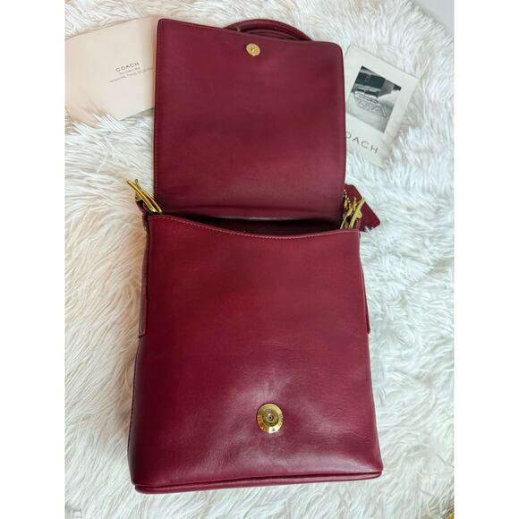 Vintage COACH y2k Legacy Red Glove Tanned Leather Flap BAG Crossbody Purse 9821 - Picture 4 of 11